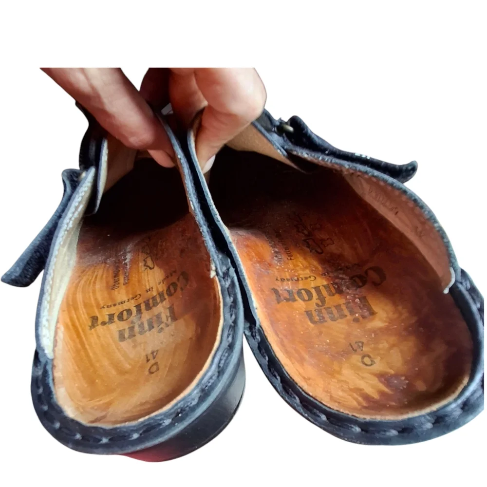 Finn Comfort Aussee Black Leather Slip-On Mule Clog Shoe  Women Size 41EU / 10US - Picture 12 of 16